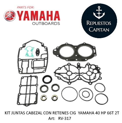 KIT JUNTAS CABEZALCON RETENES CIG  YAMAHA 40 HP 66T 2T
