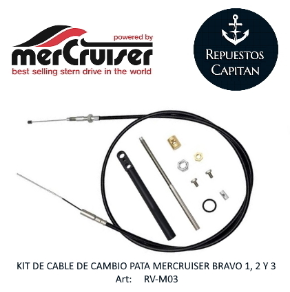KIT DE CABLE DE CAMBIO PATA MERCRUISER BRAVO 1, 2 Y 3 Negro